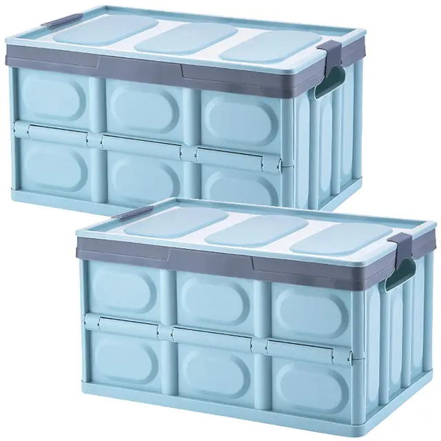 Tuevob Klappbox mit Deckel 30 L Blau 2er-Set