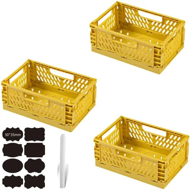 3 Stück Klappbox Klappkiste Ggelb 30×20×12 cm Klappboxen Faltbar Stabil Klappkorb Faltbar Klappkorb Aufbewahrungsbox Boxen Aufbewahrung für Küche,Arbeitszimmer,Büro