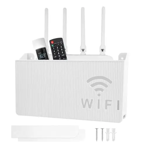 WiFi Router Box Router Schrank Verstecken WLAN Aufbewahrungsbox Regal Wand Montage TV Kabel Organizer Set-Top-Box Wandhalterung | Weiß