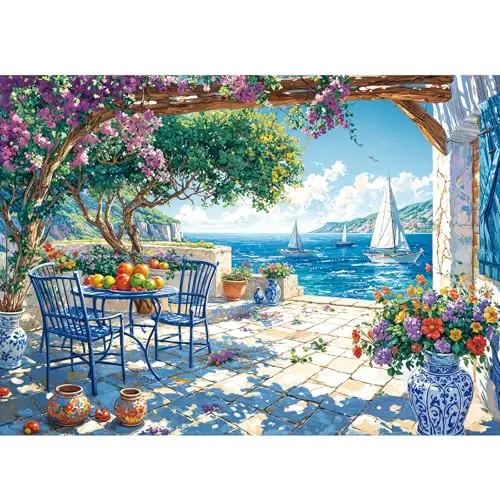 Puzzle 1000 Teile für Erwachsene und Kinder, Impossible Game, Puzzles-Geschenk, Clevere Rätsel, Puzzles Farbenfrohes, Puzzle mit Summer Coast-Motiv