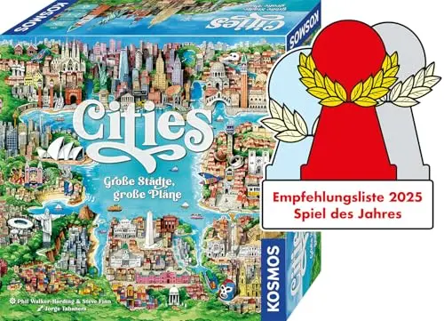 KOSMOS 685096 Cities - Große Städte, große Pläne, Städtebauspiel, Brettspiel für 2-4 Spieler, Gesellschaftsspiel ab 10 Jahre