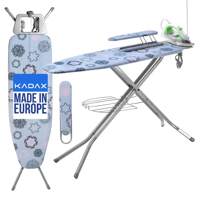 KADAX K9555 Bügelbrett 120×30 cm mit Ärmelbügelbrett