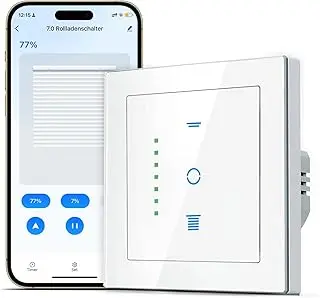 SMARTERCURRY Wlan Rolladenschalter, [7 Gen] Smart Rolladen Zeitschaltuhr zur Steuerung der Rollläden/Jalousien/Markisen, JalousienSchalter kompatibel mit Echo Alexa/Google Assistant,1 Stück | Weiß