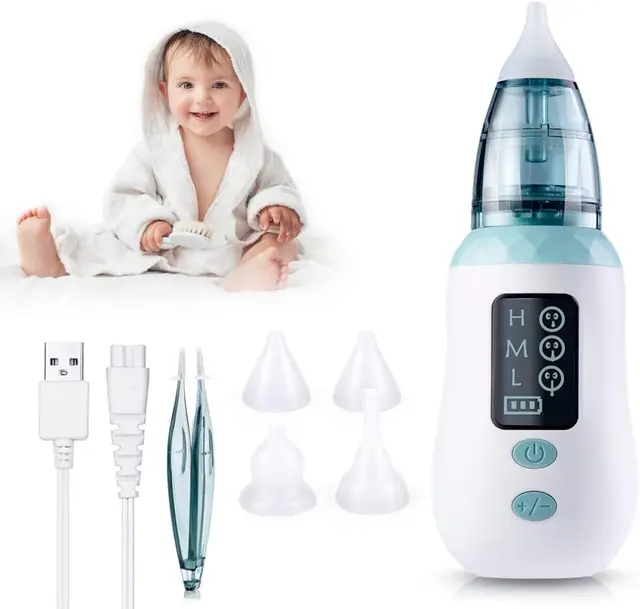 BEAUZMO Elektrischer Nasensauger Baby mit 4 Aufsatzgrößen, Weiß