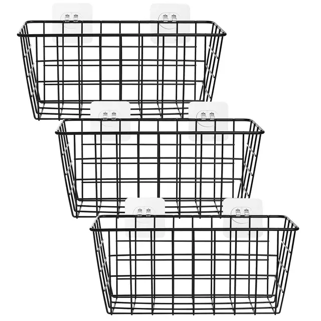 3 Stück Schranktür Organizer Badezimmer Organizer, Küchenschranktür-Aufbewahrungsbox, Metall Wand Selbstklebende Aufbewahrungskorb für Küche badezimmer Schlafzimmer Aufbewahrung und Organisation