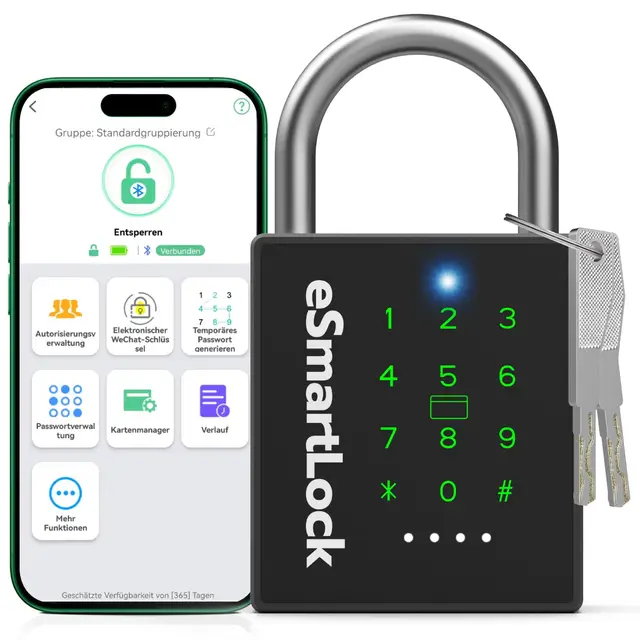 Eseesmart P12BC Smart Vorhängeschloss Bluetooth RFID Code App