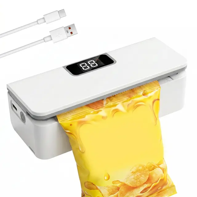 Mini Folienschweißgerät, Tüten Schweissgerät, Mini Beutelverschließer, Tüten Versiegler, Tragbares Beutelverschließer Mit 8 Verstellbaren Messer & Magnet, LED-Display Für Snack Plastiktüten, Beutel