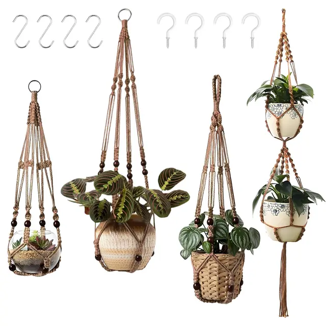 geekeo makramee blumenampel 4er set