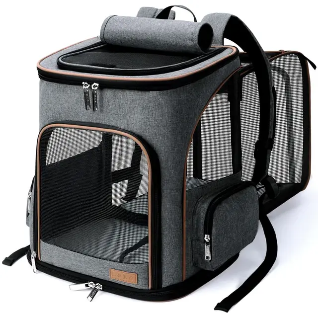 Lekesky BP21059 Katzenrucksack erweiterbar Grau M