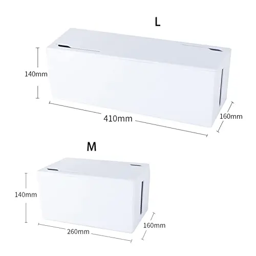 Kabelbox Kabel Kabelkasten Aufbewahrungsbox Kabelmanagement Box Kabelorganisation Verstecken Kabelsalat und Steckdosenleisten für Kinder und Haustiere, Schreibtisch-Organizer (Large41 x 16 x 14 cm)