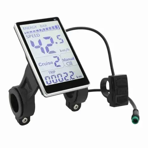 LCD-Display mit 5 Pins, 24V, 36V (Standard), 48V, 60V (einstellbar). Das Display des E-Bikes zeigt Verschiedene Parameter an, einschließlich Leistung, Geschwindigkeit und Fahrs