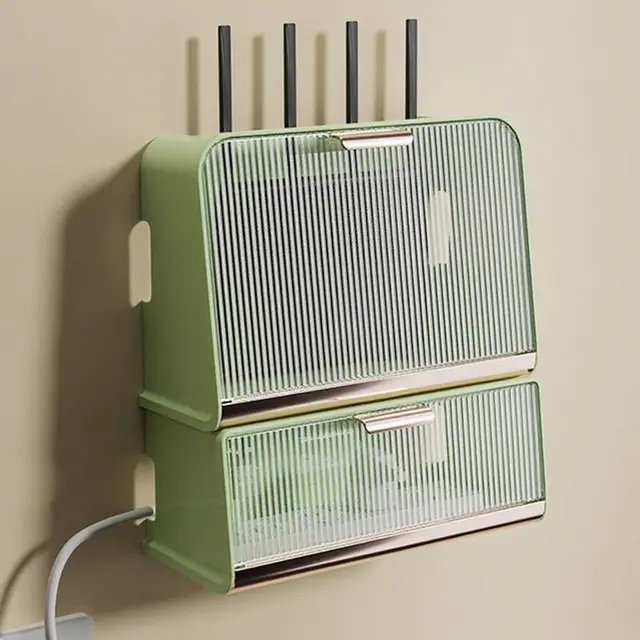STCERY Wandmontierte Router-Aufbewahrungsbox Grün 33,5 cm