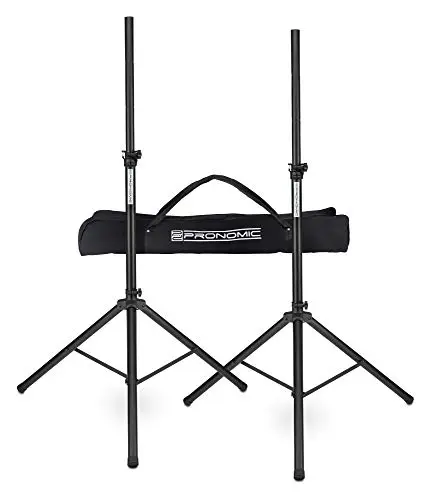 Pronomic SPS-1S Eco-Set - 2 Boxenstative aus Stahl, ausziehbar von ca. 120-193 cm, Belastbarkeit: max. 35 kg - mit robuster Transporttasche - schwarz
