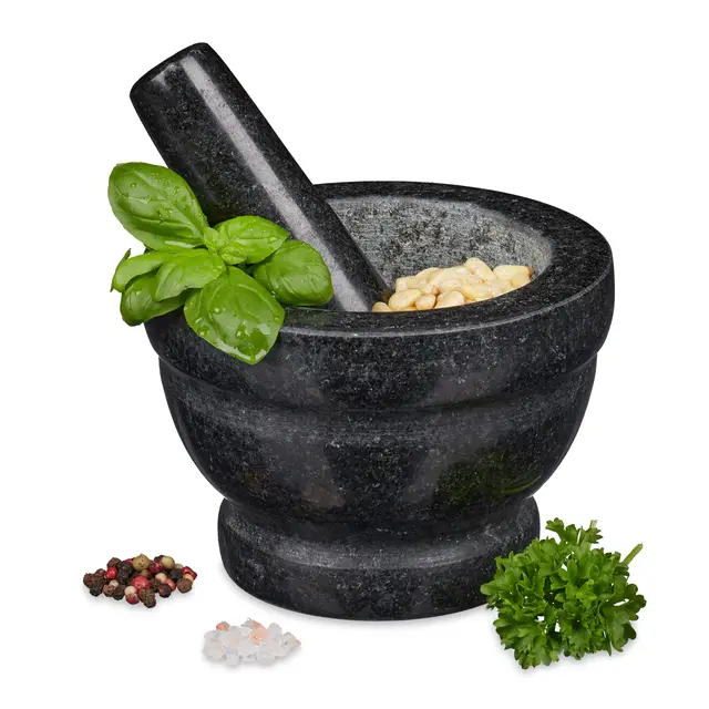 relaxdays granit mörser mit stößel 14 cm