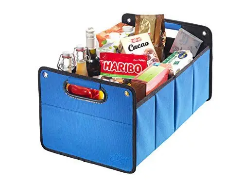 CBag blau - Kofferraumtasche aus Polyester mit stabilem Boden - Klappbox Kofferraumbox Faltbox Organizer Autobox Tasche Auto Kofferraum Zubehör (blau)