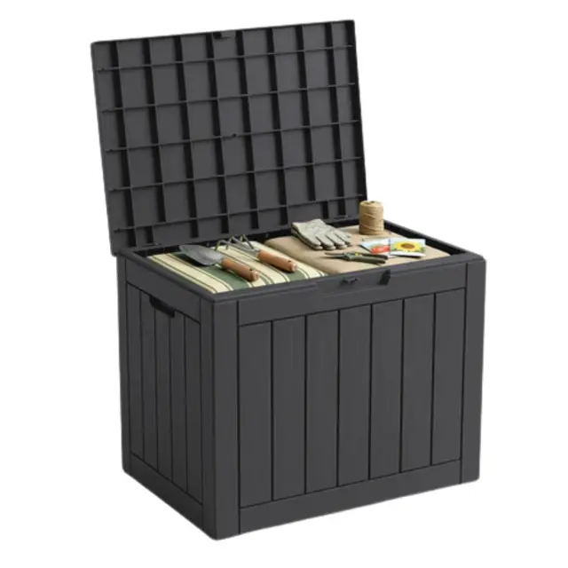 Floordirekt Aufbewahrungsbox - Anthrazit- Wetterfeste Auflagenbox für Terrasse & Balkon - 118L - Gartenbox - 56 x 43 x 53 cm (118 L)