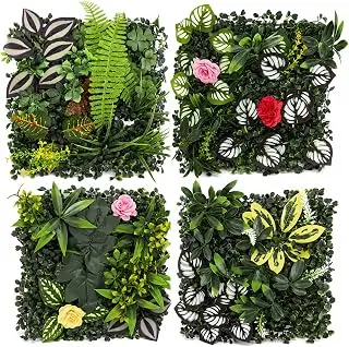 künstliche pflanzenwand 4er-set 25x25cm