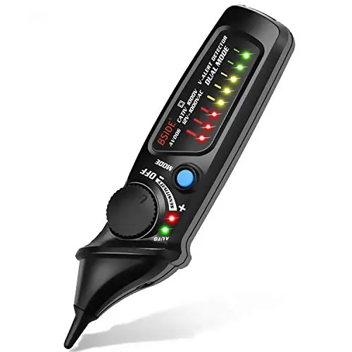Bside AVD06 Berührungsloser Spannungsprüfer Steckdose Wechselspannungsprüfer Stift 12-1000 V Automatischer/manueller Modus Einstellbare Empfindlichkeit NCV-Live-Drahtprüfung mit farbiger LED-Anzeige