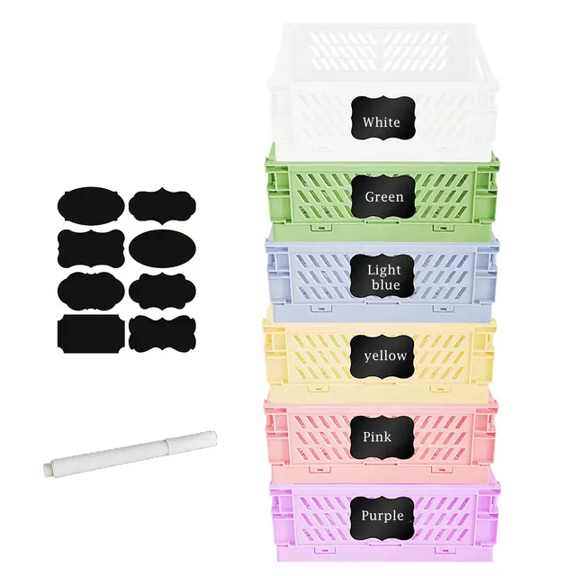 6 Stück Klappkiste Klein Plastik 15×10×6cm,Mini Körbe Kunststoff Faltbox,Stapelbehälter Organizer für Faltbare Aufbewahrungskorb,Aufbewahrungsboxen Lagerkisten für Kinderzimmer,Küche,Arbeitszimmer