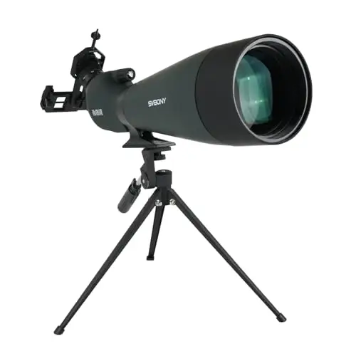 Svbony SV28 25-75x100mm Spektiv mit Stativ, Großes Sichtfeld, Helle und Klare Bilder, HD BAK4 Porro Prisma FMC, Spektive mit Handy Adapter Tragetasche für Vogelbeobachtung, Scheibenschießen,Wildtiere