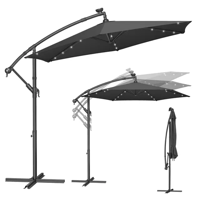 SONGMICS GPU118G01 LED-Solar-Sonnenschirm