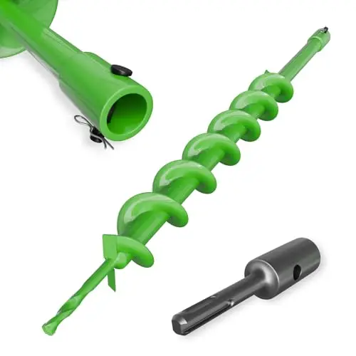 ZENIX Gartenbohrer Erdbohrer für Bohrer 60mm×800mm mit Sicherungsbolzen & Adapter,Mit normaler Bohrmaschine nutzbar, Erdbohrer für Pfahlbohrer Brunnenbohrer Aushubarbeiten, Zaunbau und Garten.