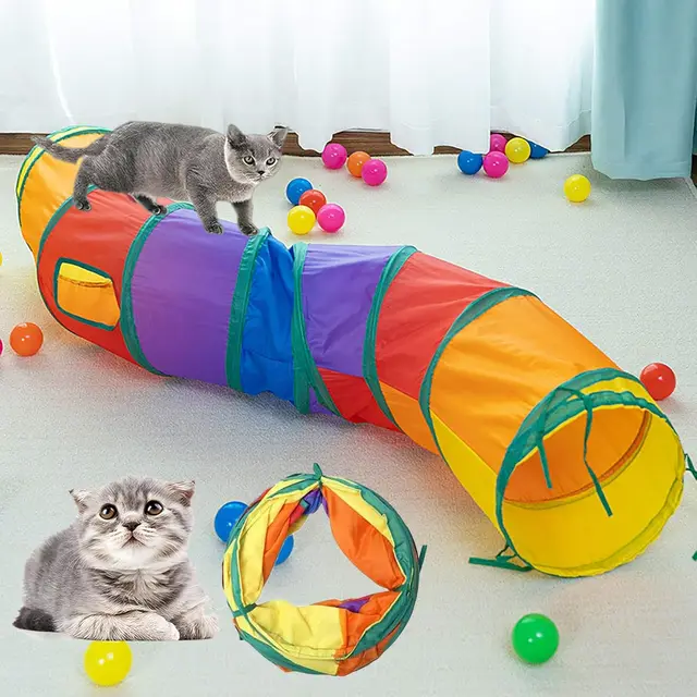 Katzenspielzeug Selbstbeschäftigung Katzentunnel,Vogelspielzeug für Katzen 123 * 25cm Intelligenzspielzeug für Katzen,Interaktives Katzenspielzeug Faltbar, Interaktives Haustier-Spielzeug