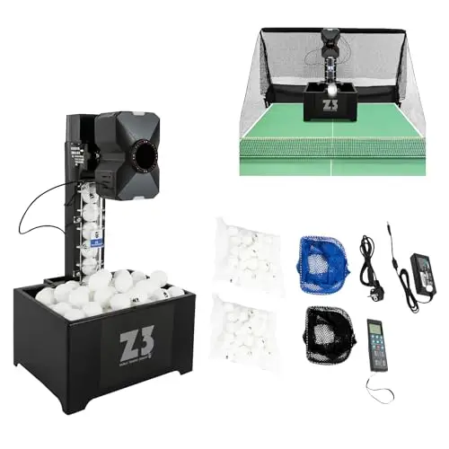 Tischtennis Roboter mit Netz Automatische Tischtennis Ballmaschine Von 100 Bällen Professionell Tischtennisroboter mit 10 Modi, Fernbedienung 4-40m/s Ping Pong Roboter für Training, Übung