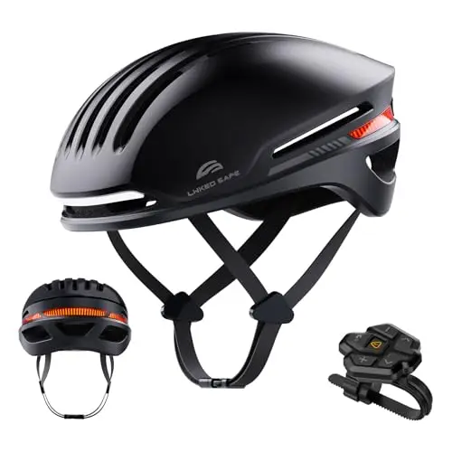 Fahrradhelm mit Bluetooth, intelligenter Fahrradhelm für Erwachsene Männer Frauen mit eingebauten Lautsprechern, Auto-Bremsblinker, vorderen und hinteren LED-Blinkern, Fernbedienung.