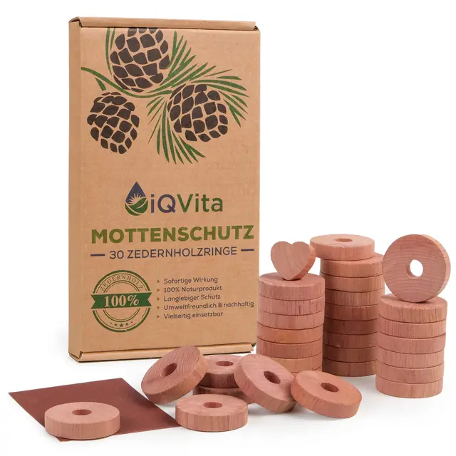 iqvita zedernholz mottenringe 30 stück