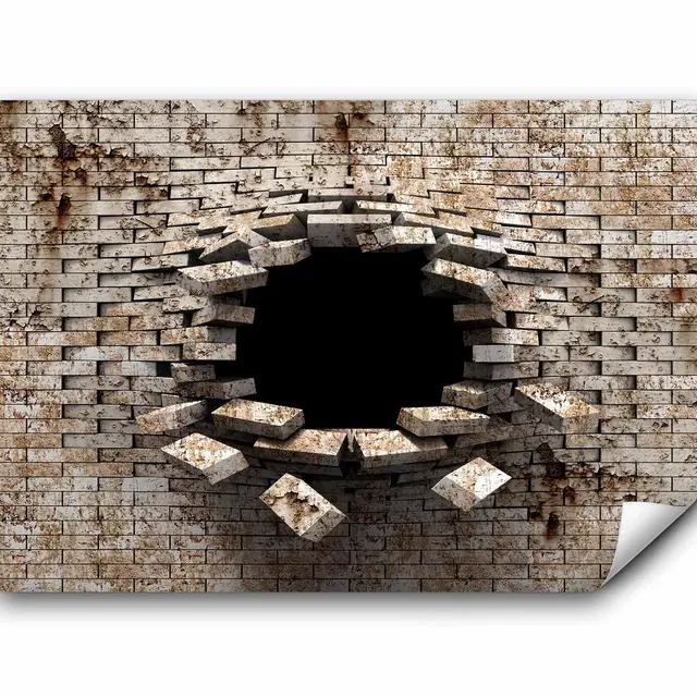 murando - Fototapete Premium-Vlies 3d Effekt 450x315cm Foto Tapete Schlafzimmer Wohnzimmer Vliestapete XXL Wandtapete Motivtapeten Bildtapete 3d Effekt Wand Dekoration Flur Mauer Ziegel Abstrakt