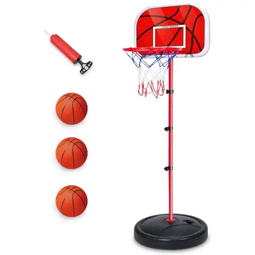 Basketballkorb Kinder, Höhenverstellbarer Basketballkorb für Kinder 3-8 Jahre mit 3 Bällen + Pumpe | Indoor/Outdoor Basketballständer 100-150 cm | Basketballset für Jungen & Mädchen
