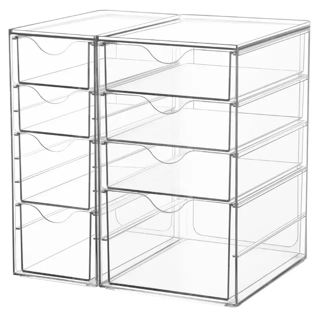 Vtopmart Schreibtisch Organizer mit 8 Schubladen, Büro Organizer, Transparente Desk Organizer für Büro, Kunsthandwerk, Makeup, Stifte