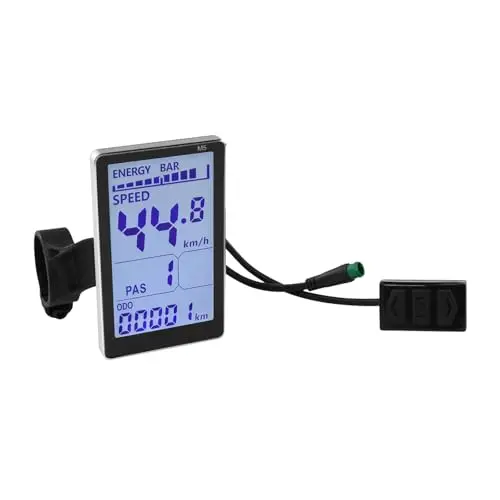 Elektrofahrrad LCD Display, 24V 36V 48V 60V 5-polig Elektrofahrrad-LCD-Messgerät mit Wasserdichter Stecker, E Roller Panel Bildschirm Fahrradzubehör für 31,8 22,2mm Elektro Fahrräder