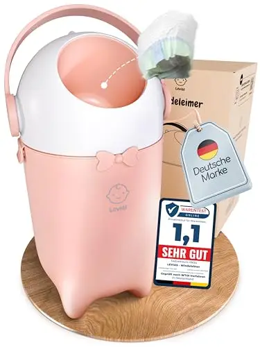 Levias® Windeleimer Baby Mülleimer Geruchsdicht | Windelmülleimer Geruchsdichter Wickeleimer ohne teure Nachfüllkassetten 10L Volumen