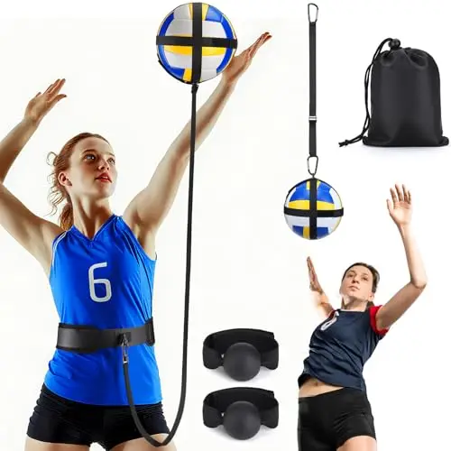 TOBWOLF Volleyball-Trainingsgerät, Innenbereich & Außenbereich Solo-Volleyball-Trainer zum Üben, Spiking, Aufschlag, Passen, Arm Swing Returns Übungssystem für Anfänger & Pro