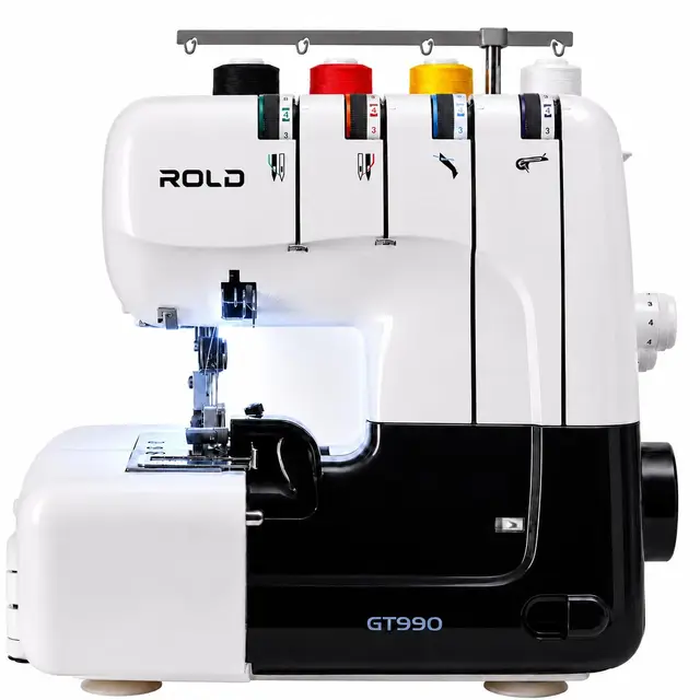 ROLD GT990 Overlockmaschine – 12 Nähprogramme | Leise & leistungsstark | Inklusive Abfallbehälter & Fadenspannungssystem | Für alle Stoffarten