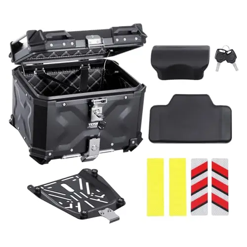 VEVOR Motorrad-Topcase 55 L Aluminiumlegierung Heckbox Schwarz