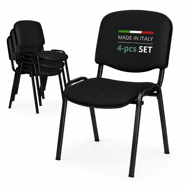 Topsit 4er Set Wartezimmerstuhl, stapelbarer Besucherstuhl mit weich gepolsterter Sitzfläche, Metallgestell Bürostuhl, Konferenzstuhl für Home Office, Rezeption Pausen Raum