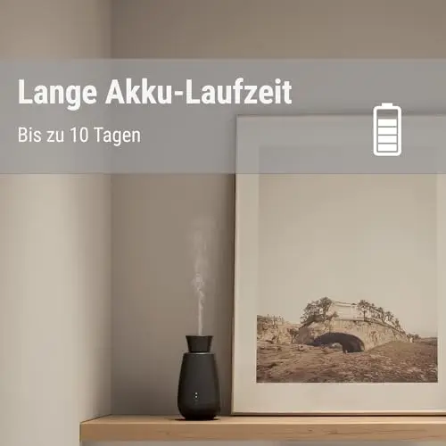 Stadler Form Aroma Diffuser Ella, intelligentes Duft-Spray-System, für ätherische Öle, ohne Wasser, ohne Hitze, intensiver Duft, kabellos, Licht-Sensor, einfache Handhabung, weiß