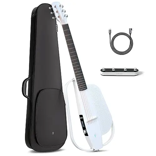 Enya NEXG 2 E-Gitarren Set – Weiß Kohlefaser 38 Zoll Professionelle Elektrische Akustikgitarre Smart Audio Guitar mit Gitarre für Erwachsene Kinder Anfänger Reisegitarre Konzerttour Party (Basic)