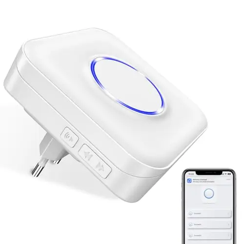 BITIWEND WLAN Türklingel Empfänger WIFI Plug-in Türklingelempfänger 32 Melodien und 5 Lautstärken- Weiß (Nur Empfänger,Ohne Funkkonverter)