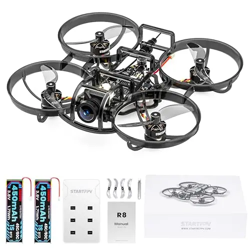 R8 ELRS Tiny Whoop Quadcopter,Ultralight 1S 80mm Micro FPV Drohne BNF mit 2 Batterien Fly12 Mins für FPV Freestyle Racing Indoor,Matrix G4 5IN1 FC,FOV160 °,0802 20000KV Brushless Motor