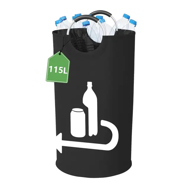 115L Pfandflaschen Sammelbehälter, Groß Faltbar Flaschensammler Altglas Leergut Pfandflaschen Aufbewahrung mit Softgrip-Griffen aus Aluminium