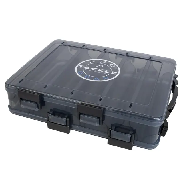 Pro Tackle Lure Box Köderbox – Wasserdicht & UV-Schutz – Angelbox für Kunstköder & Kleinteile – Grau (Small Double - 20,5 x 17 x 4,8 cm)