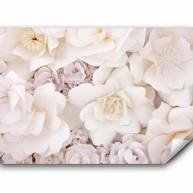 murando Fototapete Premium-Vlies 3D Effekt 450x315cm Foto Tapete Schlafzimmer Wohnzimmer Moderne Vliestapete XXL Wandtapete Motivtapeten Bildtapete 3d Effekt Wand Dekoration Flur Blumen Natur beige