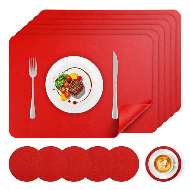 aplker platzset 6er set kunstleder rot