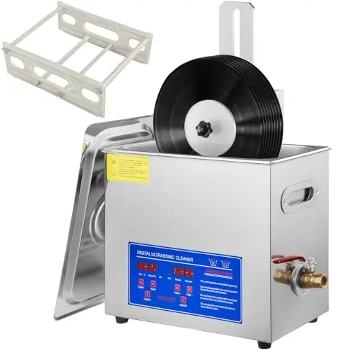 VEVOR Ultraschallreiniger 395 x 25 x 325 mm Ultraschallreiniger für Vinyl 6 L Vinyl Ultraschallreinigungsmaschine 8 Scheiben 180W Schallplatten-Reiniger, Wäscheständer für Zuhause