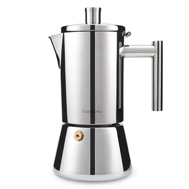 Easyworkz Diego Espressokocher für Herd, Edelstahl, italienische Kaffeemaschine, Mokkakanne für 4 Tassen, 200 ml Espressokanne für Induktion