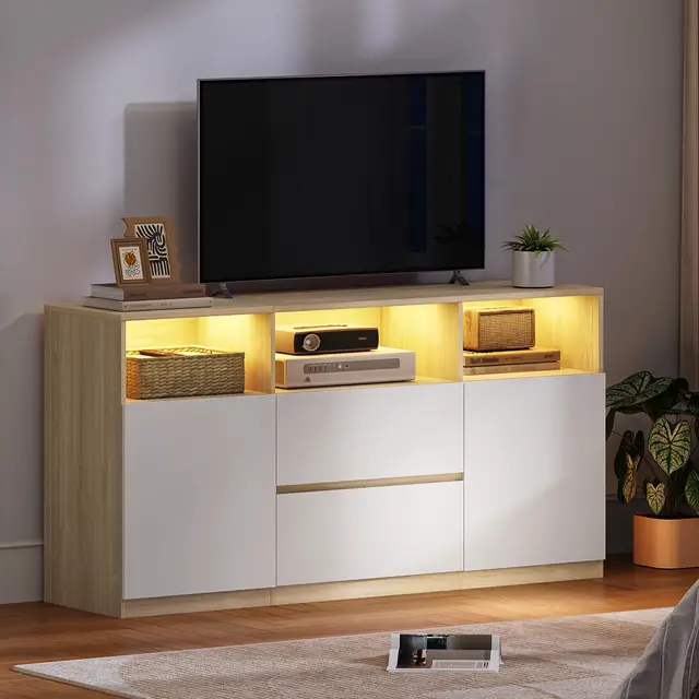 hzuaneri tv-schrank rgb led 65 zoll